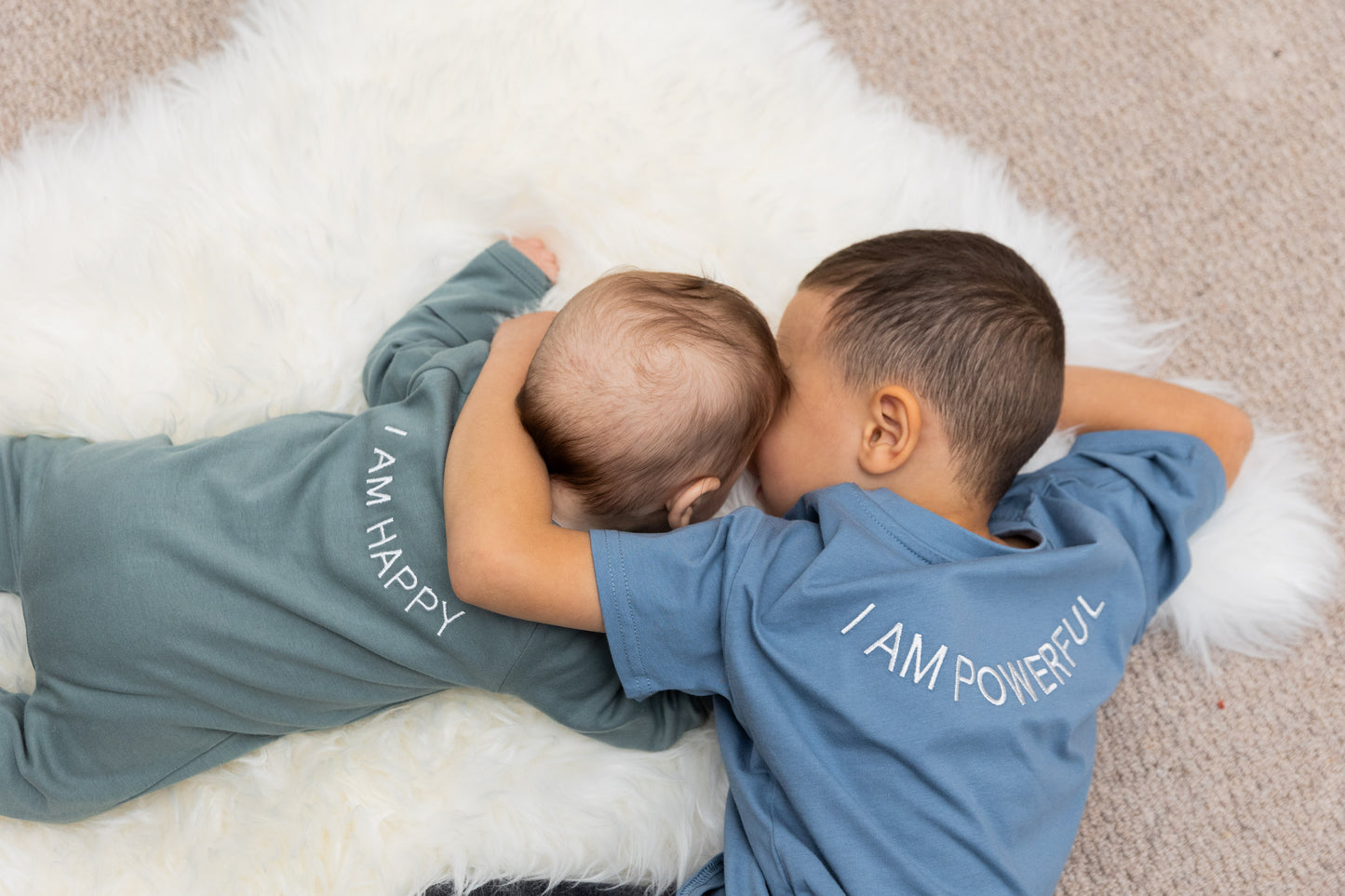 100% Organic Cotton Toddler T-Shirts with I AM POWERFUL Affirmation Embroidery