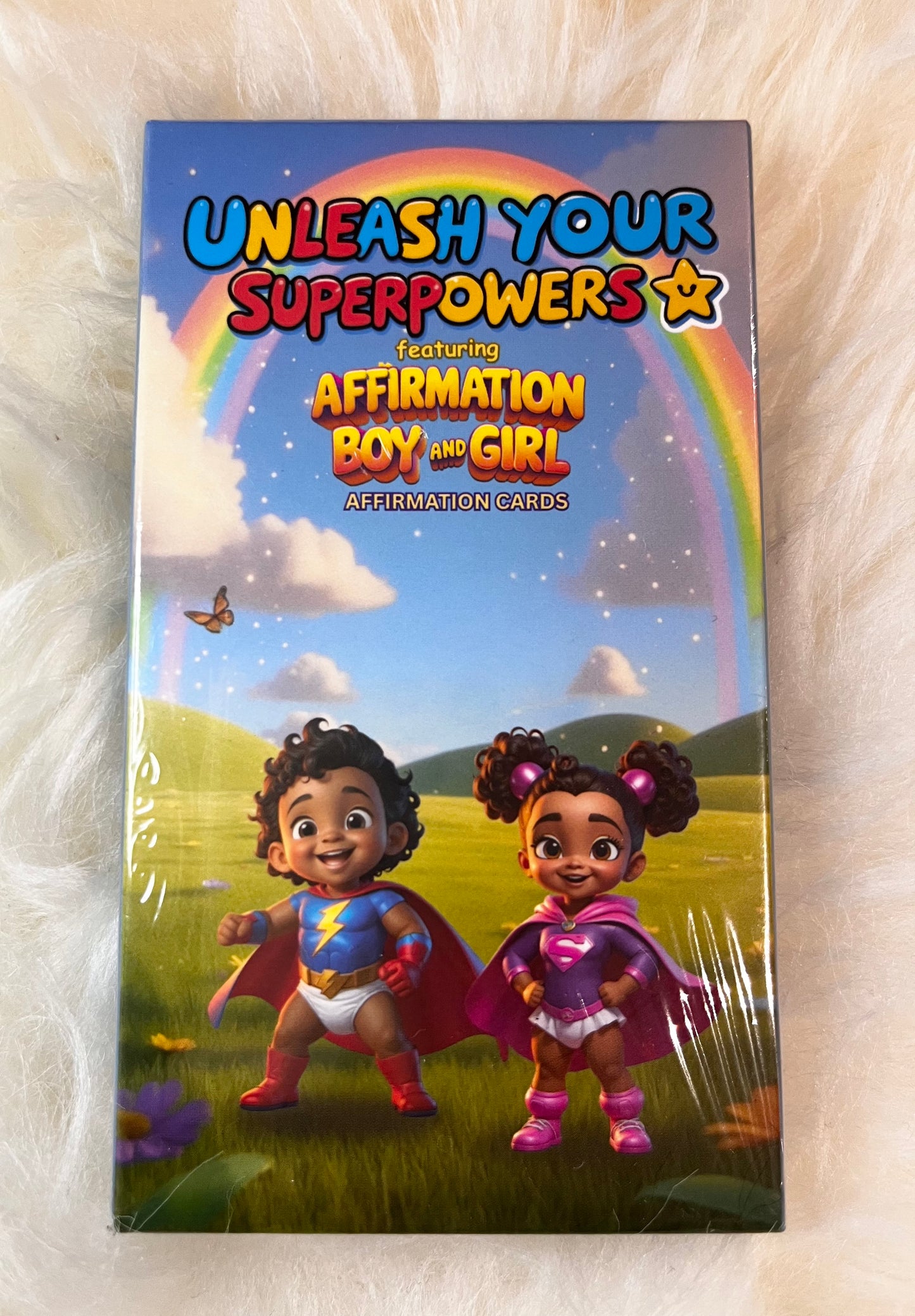 Affirmation Cards for Kids - Unleash Your Superpowers featuring Affirmation Boy & Girl